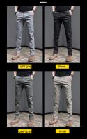 Pantalones Casuales Para Hombre Primavera Verano Algodón 97.8% Elásticos Moda Coreana Ajustados Gris Negro Caqui Pantalones De Cintura Media - details 1