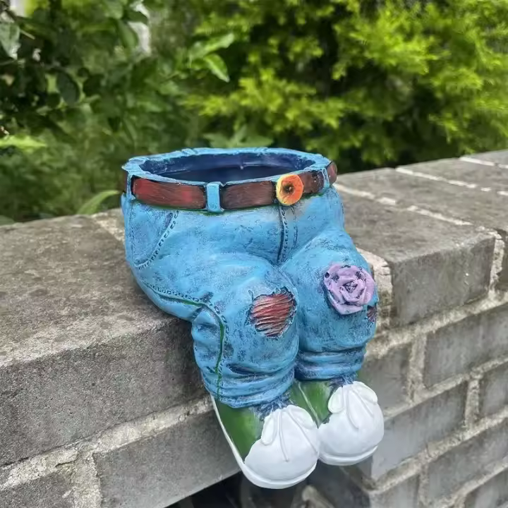 Estatua De Resina En Forma De Pantalones De Vaquilla Para Maceta De Suculentas Adorno Floral Para Jardín Interior Patio Exterior - 1