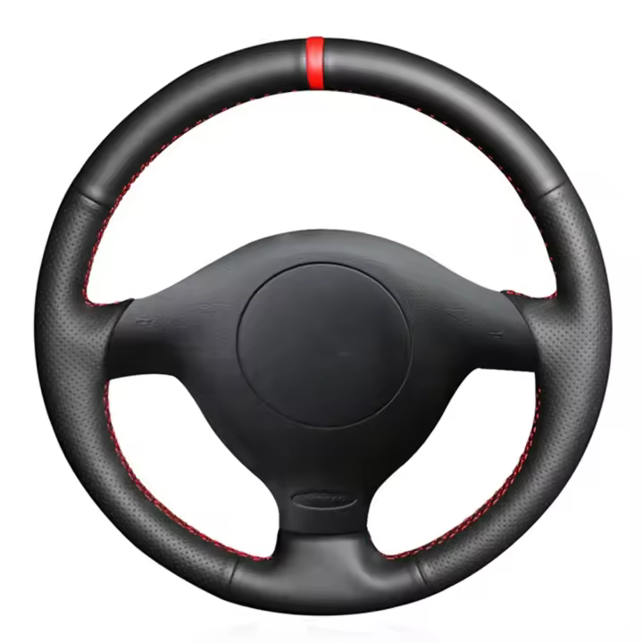 Cubierta De Volante De Cuero Artificial Para Volkswagen VW Golf 4 Passat B5 1996-2003 Seat Leon 1999-2004 Polo 1999-2002 Microfibra Talla Universal - 1