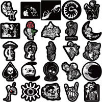 50PCS Etiquetas De Vinilo Impermeables Góticas Negras Y Blancas Estilo Skull Para Botellas De Agua Y Teléfono Móvil - details 2