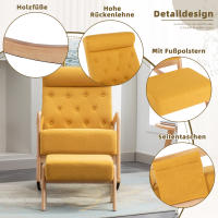 COOLMORE Salón Cómoda mecedora con reposapiés, mecedora de Hogar, mecedora de exterior, mecedora de Madera con Brazos, Silenciosa, manual, patio, mecedora recomendación - details 2