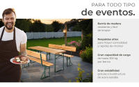 Tectake - Conjunto de muebles resistentes con revestimiento protector, Madera de abeto duradera con revestimiento repelente al agua, Conjunto de asientos estable con respaldos acoplables para hasta 8 personas, Conjunto de mesa y bancos FRANZ II, 3 piezas - details 2