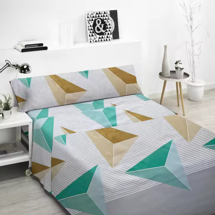 Juego de Sábanas 3 / 4 piezas(Sábana Bajera Ajustable, Funda de Almohada y Sábana Encimera) para cama 90 135 150 180. Tejido 100% Poliéster con Dibujo Elegante,Tacto Suave - 1