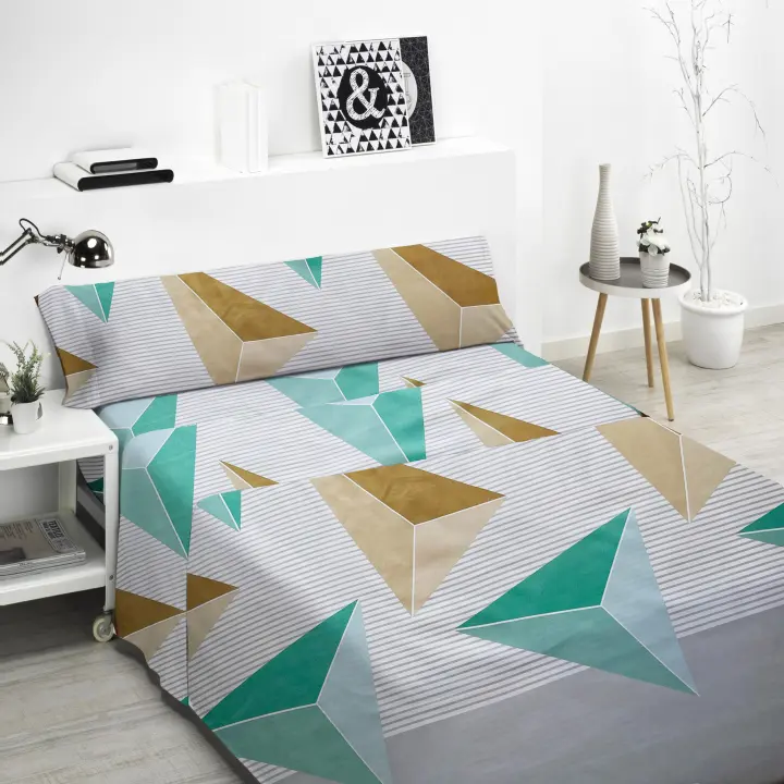 Juego de Sábanas 3 / 4 piezas(Sábana Bajera Ajustable, Funda de Almohada y Sábana Encimera) para cama 90 135 150 180. Tejido 100% Poliéster con Dibujo Elegante,Tacto Suave - 1