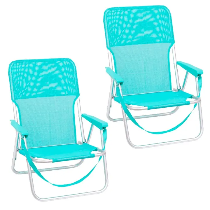 Pack de 2 sillas de playa fijas plegables con asiento bajo de aluminio y textileno Lola Home - 1