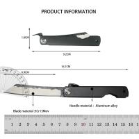 Cuchillo De Bolsillo Mini Higonokami Con Hoja De Acero Damasco Y Mango De Latón Para Camping Y Uso Táctico Multifuncional Herramienta De Mano - details 5