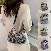 Bolso De Hombro Para Mujer Estilo Bohemio Sencillo Con Cierre De Cremallera En Lona De Algodón Pequeño Tote Bolso De Playa Tejido 2023 - details 0