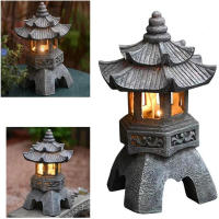 Estatua De Pagoda Solar Para Jardín Exterior Decoración Zen Con Luz LED Saltarina Luces De Jardín De Resina Estilo Japonés - details 0