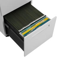 Archivador móvil de oficina con cierre, 2 cajones para documentos y carpetas suspendidas, premontado, 39x50x69,5 cm, en blanco - details 2