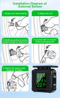 Sistema De Monitoreo De Presión De Neumáticos Para Motocicleta Powstation TPMS Wireless Con Alarma De Temperatura Y Pantalla Colorida Recarga Solar - details 13