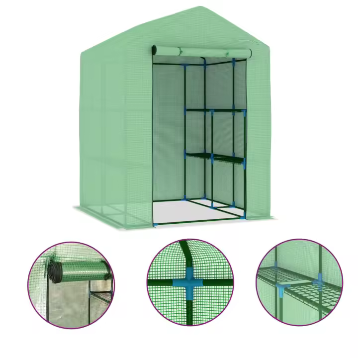 vidaXL Invernadero con estantes acero 143x143x195 cm - 1