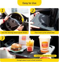 Exwrite del volante del Coche, Mesa del coche, bandeja del volante, esritorio de la computadora del volante, bandeja de comida del coche para la mayoría de los volantes del vehículo (Negro) - details 3