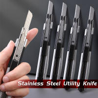 Cuchillo De Utilidad Retráctil De Acero Inoxidable 9mm Para Desempaquetar Corte De Papel Artesanía Carving Para Artistas - details 0