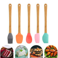 LMETJMA Set De 5 Cuchara De Silicona Resistente Al Calor Con Mango De Bambú Para Hornear Y Pastry Herramientas De Cocina Eco-amigables - details 0