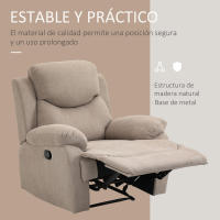 HOMCOM Sillón Reclinable de Salón Sillón Relax Reclinable Manual con Reposabrazos y Reposapiés Carga 150 kg Sofá Relax para Salón Dormitorio Beige - details 3