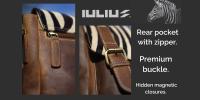 Bandolera unisex de cuero IULIUS con solapa estampada cebra – Estilo atrevido y auténtico, 100% piel vacuno - details 2