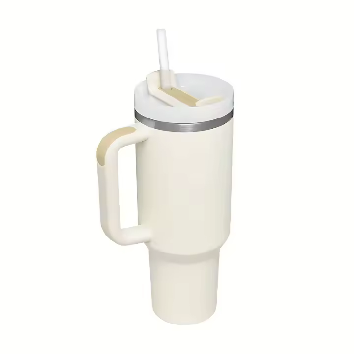 Vaso de piezas con pajita, botella de agua al vacío de doble pared de acero inoxidable de 40Oz, adecuado para viajes, deportes, conducción en coche, 1 unidad - 1