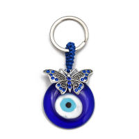 Llavero De Ojo De Suerte Con Mano De Fatima Y Mariposa Azul Para Coche Llavero Turco Con Ojo Maligno Para Hombres Y Mujeres Joyería EY138 - details 18