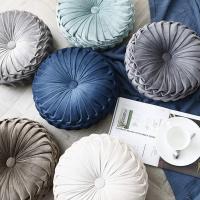 Cojín redondo de terciopelo para silla, cojín plisado relleno, cojín decorativo para el suelo, para el hogar, sofá - details 2