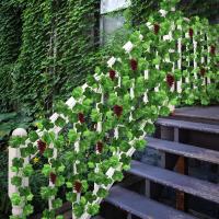 12 Hileras De Uvas Artificiales Con 3 Hileras De Uvas 100pcs De Alambre De Atado Hojas Grandes Guirnalda Para Boda Pa - details 6