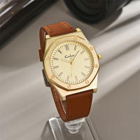 Reloj De Cuarzo Para Hombre Con Correa De Cuero Nuevo 2024 Estilo Fashion Grande Display Sin Números Movimiento De Cuarzo Acero Inoxidable Calendario Completo - details 2