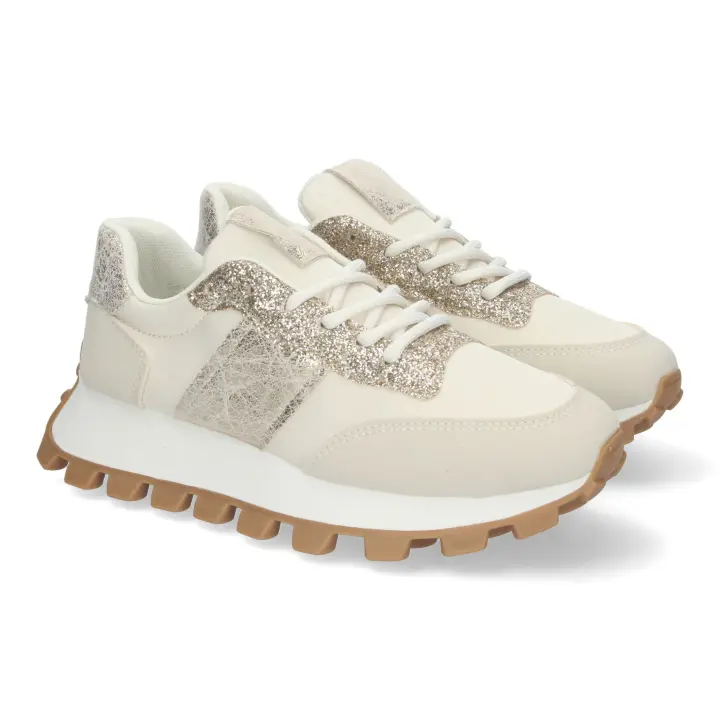 PuntoSalao Zapatillas cómodas suela dentada elegante para mujer color oro LHD-107 - 1