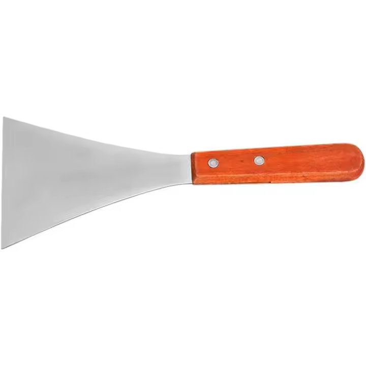 Espátula de Maple inoxidable, espátula de metal, espátula giratoria para sretén de Hierro fundido, espátula para Parrilla de Barbacoa with Mango de Madera, Pala de Limpieza Grande - 1