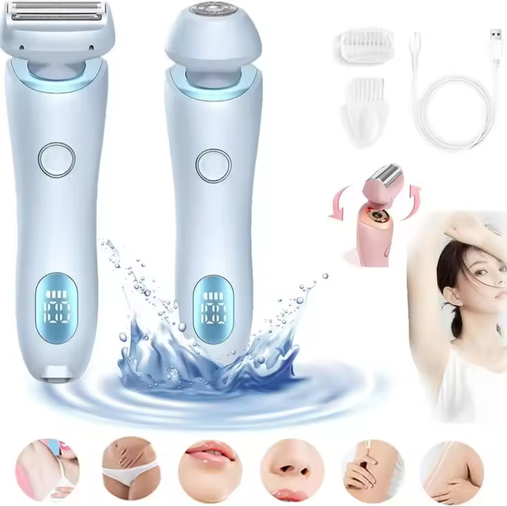 Afeitadora Eléctrica 2 En 1 Para Mujer Epilador De Pelo Facial Y Intimo Rasador De Pelo De Bikini Trimmer De Groin Painless - 1