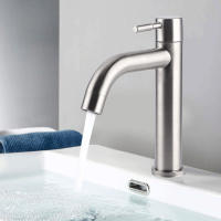 Grifo De Baño De Acero Inoxidable RETHME Negro/Barrido Agua Fría Individual Instalación Montada En La Mesa Cerámica Como Material Del Válvula - details 2