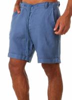 Mov Men's Linen Shorts Cotton Beach Shorts Solid Loose Summer Fashion Men's Shorts - details 1