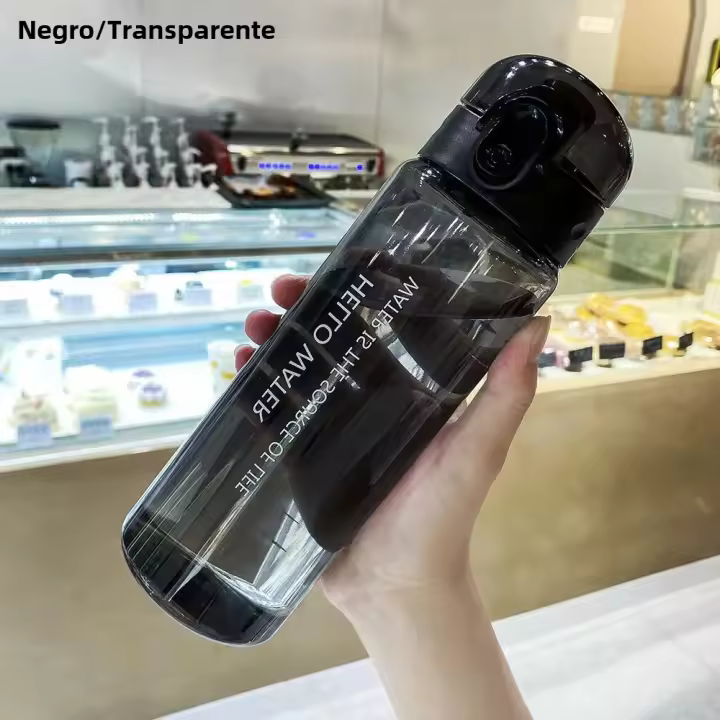 Botella De Agua Transparente Para Deportes 780ml Portátil Para Gimnasio Y Viajes Con Cierre Hermético Y Flecos - 1