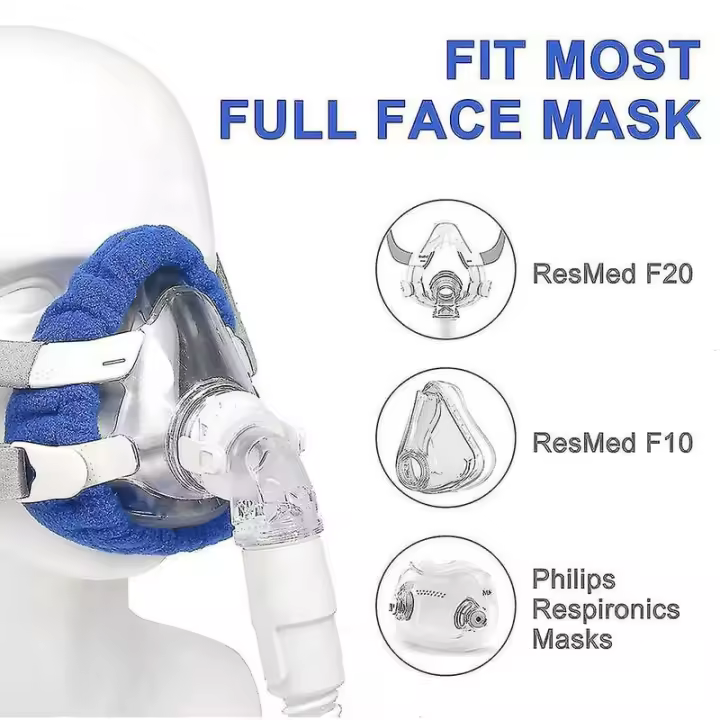 Azul Paquete de 4 forros suaves para máscara Cpap, cubiertas de máscara Cpap de cara completa, accesorios respiratorios - 1