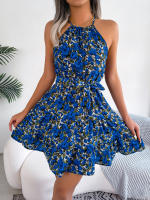 Vestido De Verano Casual Para Mujer Con Estampado Floral Y Volantes Estilo Halter Largo Mini Polyester Slim Fit Y Flare - details 26