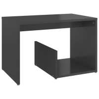Vidaxl Mesa Auxiliar de Madera Contrachapada 59x36x38 Cm Blanco/Negro/Gris - details 2