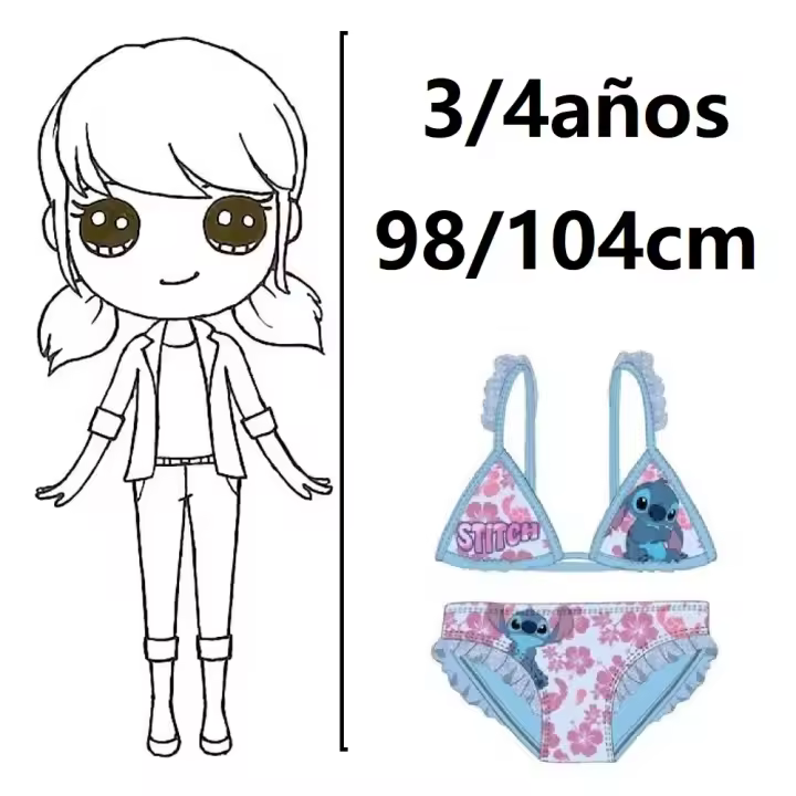 bikini stitch,traje de baño stitch,bikini de niña,ropa de baño,3/4,5/6,7/8 años,cm,fespu - 1