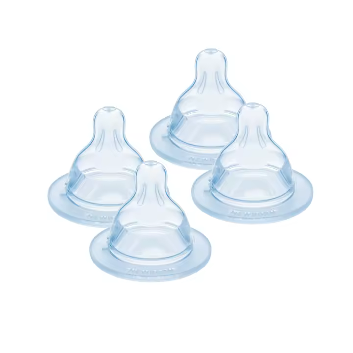 MAM Pack de 4 Tetinas 0, Flujo Extra Lento, Recién Nacidos, Apto para todos los Biberones MAM, de Silicona SkinSoftTM Silicone de Fácil Aceptación, Ideal para Combinar con Lactancia Materna - 1