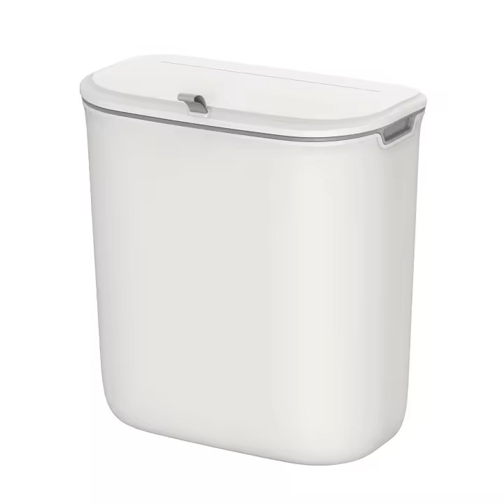 Cubo de Basura Colgante de 9L para Cocina - Montaje en Pared o Puerta de Armario, con Tapa para Residuos, Ideal para Debajo del Fregadero, Blanco o Gris - 1