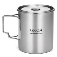 LIXADA Taza De Acero Inoxidable Portátil De 750ml Con Tapa Y Manija Plegable Para Camping Cocina Picnic Deportes Al Aire Libre - details 61
