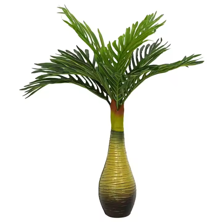 vidaXL Planta de palma artificial 9 hojas verde en dimensiones 65 cm/70 cm - 1