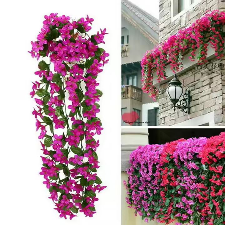 Plantas Artificiales Colgantes Para Pared 33.5 Pulgadas Flores Falsas Y Hojas Vines Decoración De Jardín Ideal Para Fiestas Oficina Iglesia - 1