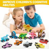 Juguetes De Tren De Madera Magnéticos Montessori Para Niños Set De Aprendizaje Temprano Con Animales Frutas Y Colores Juguete Educativo Para El Desarrollo Cognitivo - details 7