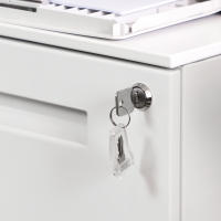 Archivador móvil de oficina con cierre, 2 cajones para documentos y carpetas suspendidas, premontado, 39x50x69,5 cm, en blanco - details 6