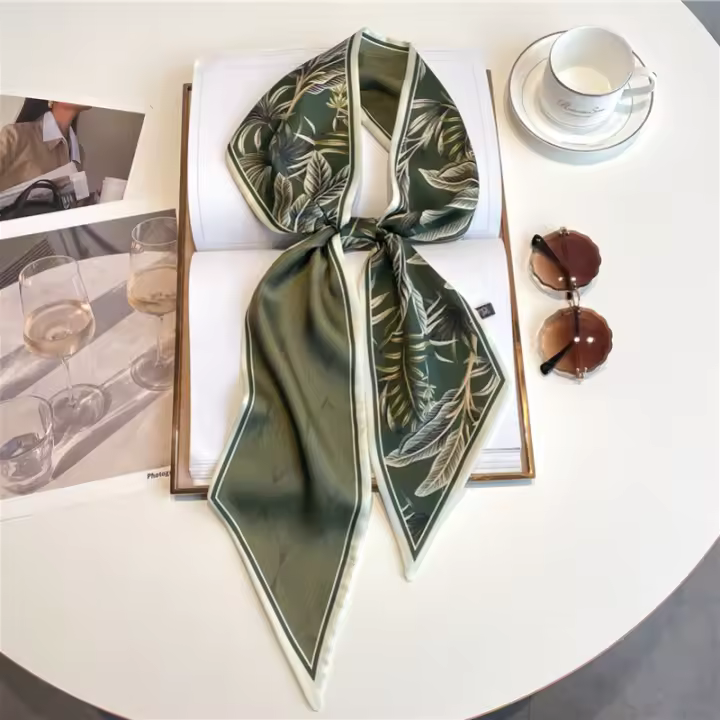 Pañuelo De Seda Largo Para Mujer Estampado Fino Y Delgado Bolso Cinta Para El Cabello Accesorio De Moda Neckerchief - 1