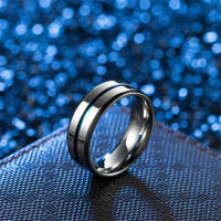 Anillo De Acero De Titanio Con Ranuras Azules Simples Para Hombres Joyería De Acero Inoxidable Accesorios De Mayorista Al Por Menor Y Dropshipping - details 1