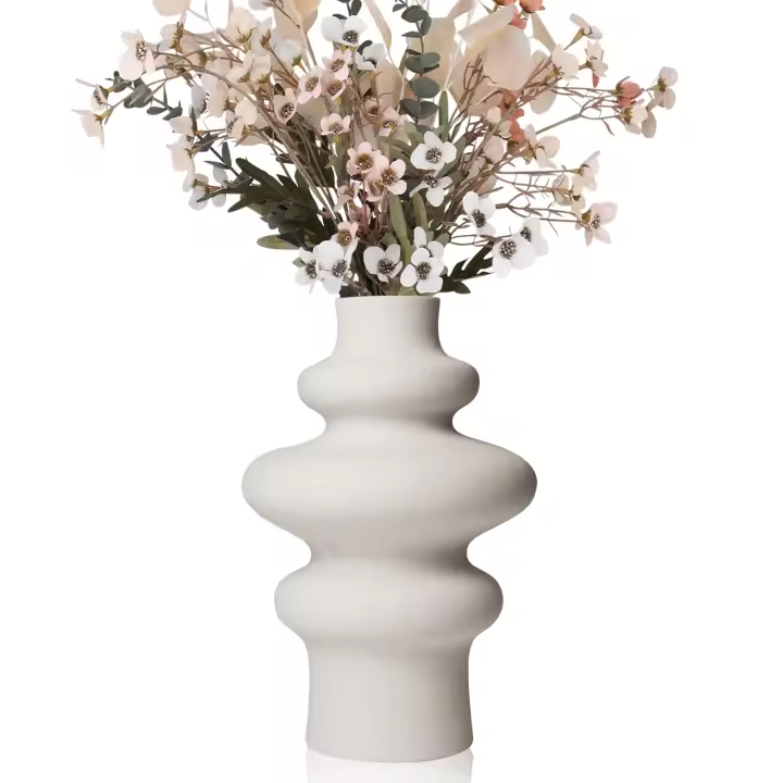 Jarrones Decorativos Modernos, Jarrón Cerámica Blanco, Otoño Decoracion Jarrones Apto para Flores y Pampas, Decoracion Minimalista Hogar, Oficinas y Tiendas, Decoración y Regalos Navideños - 1