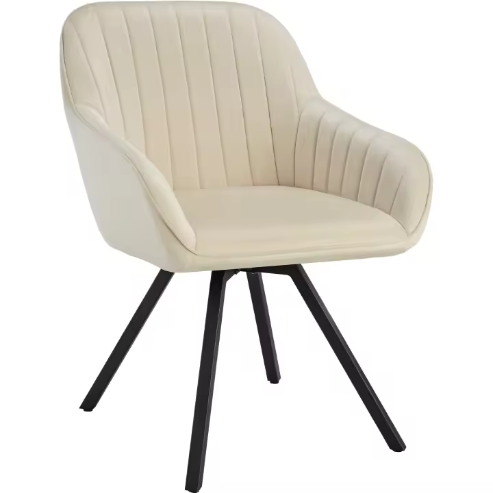 Tectake - Silla de comedor giratoria 360º con reposabrazos Snug, 58 x 58 x 82 cm, Tapizado de terciopelo, Silla para salón o dormitorio, Mueble moderno, Respaldo continuo, Patas de acero esbeltas, Pies regulables en altura, Capacidad de carga 120 kg - 1