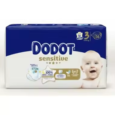 Dodot Sensitive Talla 3 (6-10 kg) 56 Pañales – Barrera Stop Fugas y Suavidad Extrema Dodot - 1