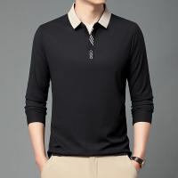 Camisa Polo Para Hombre De Color Sólido Casual Manga Larga Transpirable Cómoda Versátil Top Moda Negocios - details 13