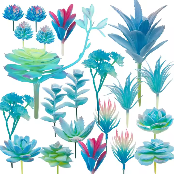 20 Pz Suculentas Falsas Suculentas Plantas Artificiales, Azul Artificiales Surtidas Suculentas Faux Suculentas para Decoración del Hogar, Decoración de Parado, Jardín, Bricolaje - 1