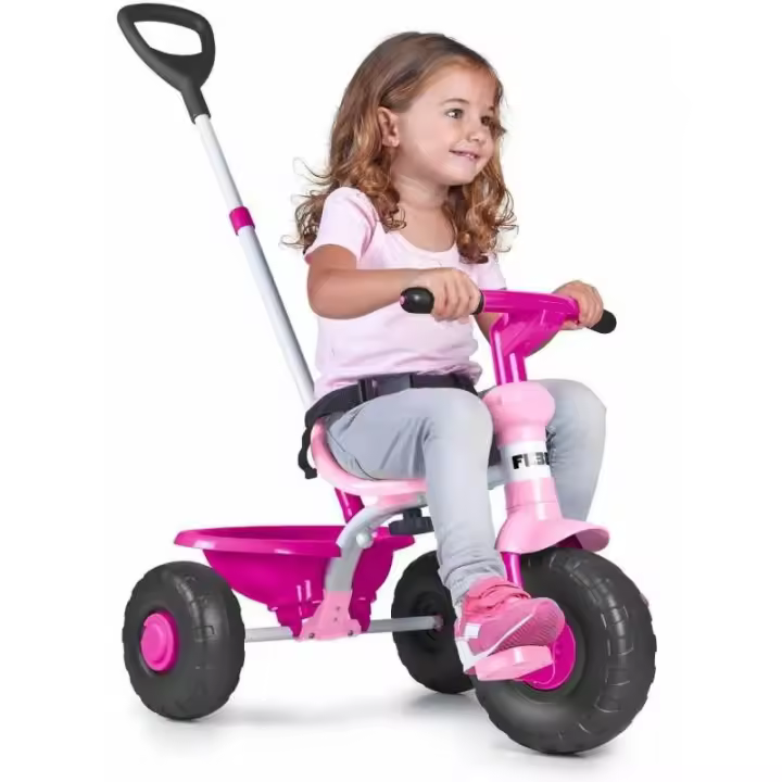 Triciclo Infantil Rosa Feber con Cinturón de Seguridad - 1